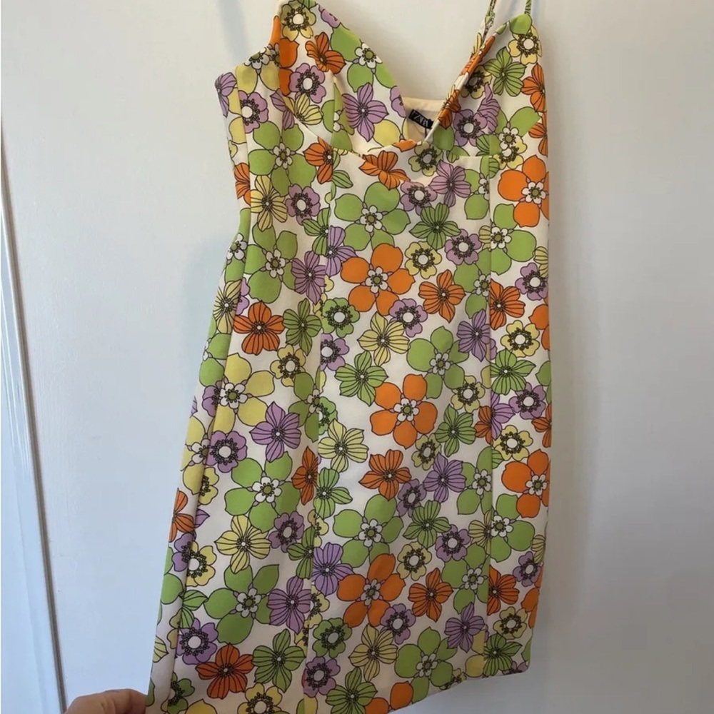 Zara Floral Dress 1960s 1950s Design Vintage Pattern Size Medium NWT